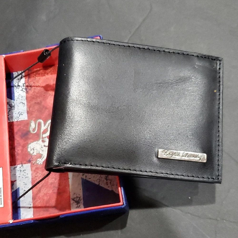 English laundry black genuine leather men's bifold RFID‎ protected wallet new